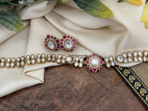 Simple kundan jadau stones choker set