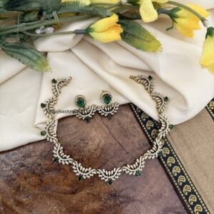 AD green stone waves necklace set