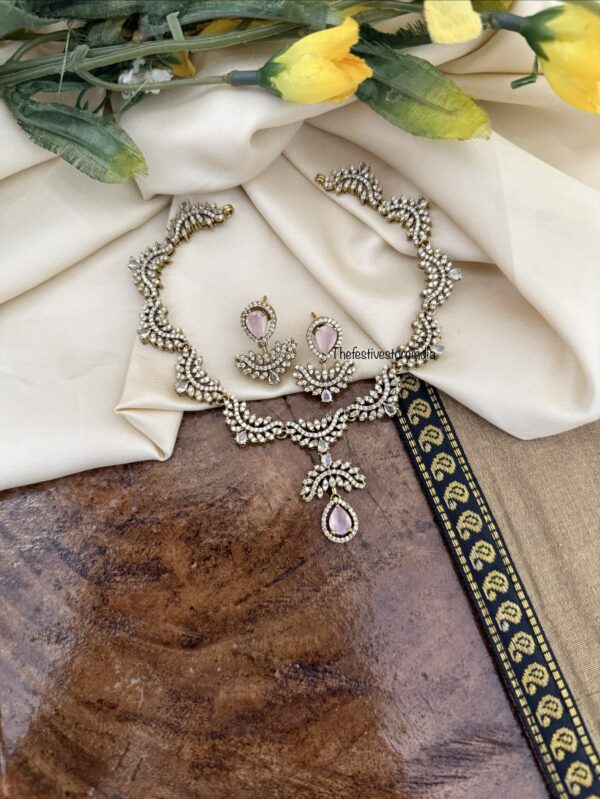 AD Pink drop necklace set