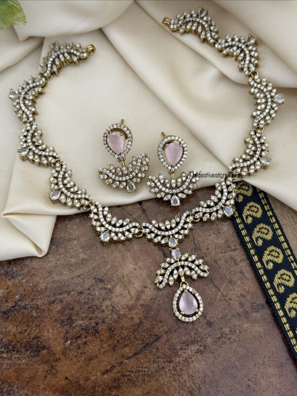 AD Pink drop necklace set