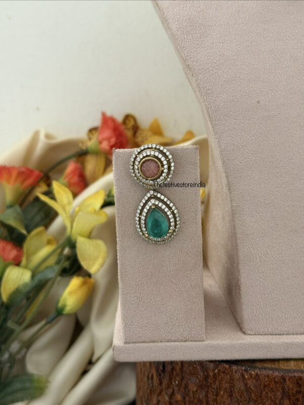 Mint pink moissanite stones designer necklace set | Bridal | Unique
