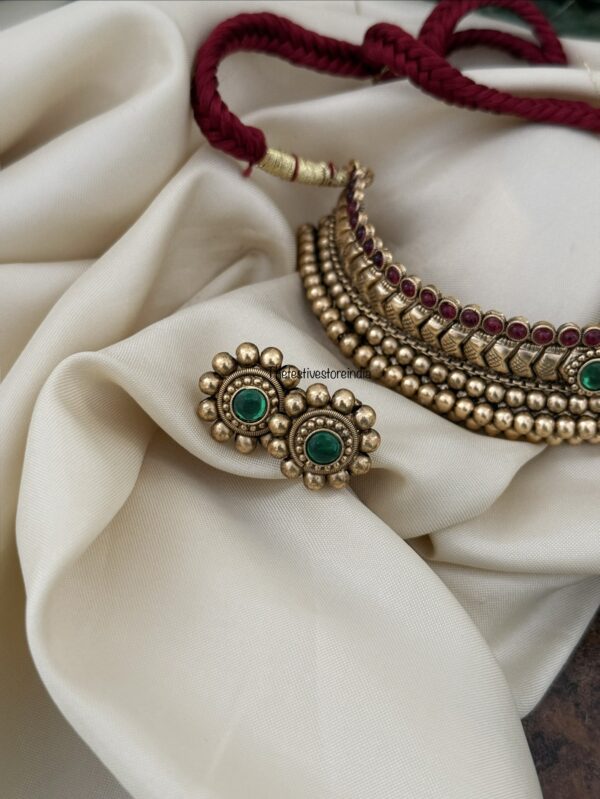 Vajratik Red Green stone choker set | Maharashtrian | Kolhapuri
