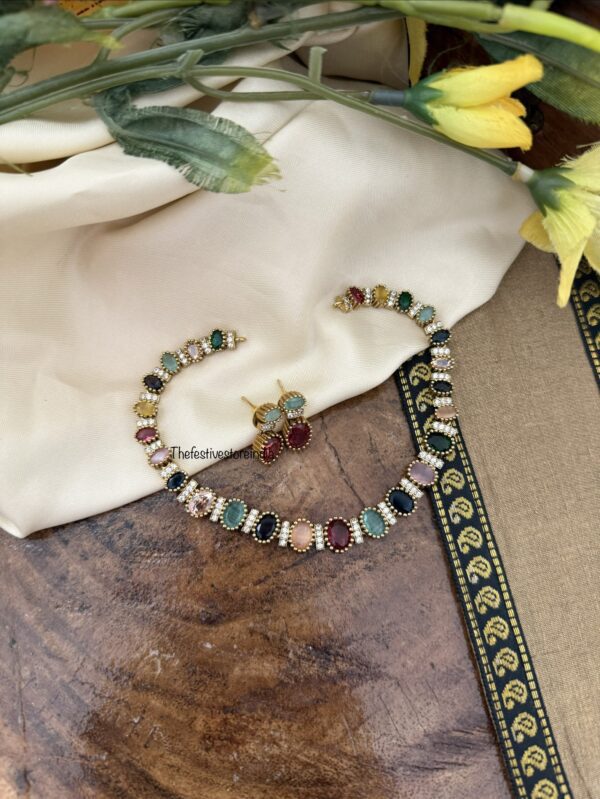 Navarathna diamonds necklace set (All colours)