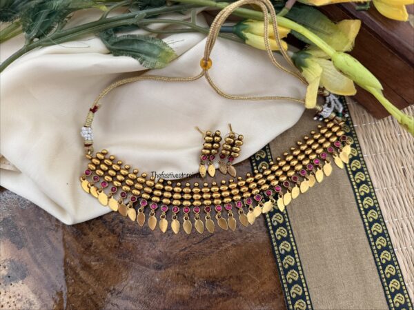 Antique polish single line Elakkathali choker set | Kerala style
