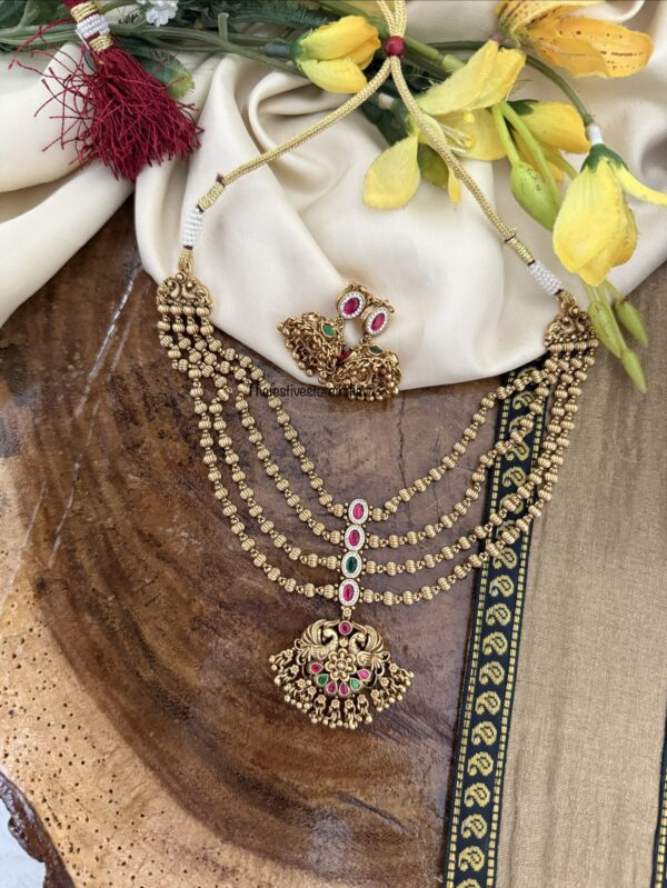 4 layers Jadau stone non idol necklace set