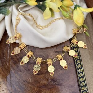 Micro gold layered kaasu necklace