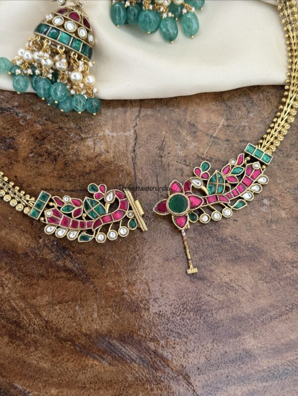 Overall (46cms) Jadau necklace with jhumkas