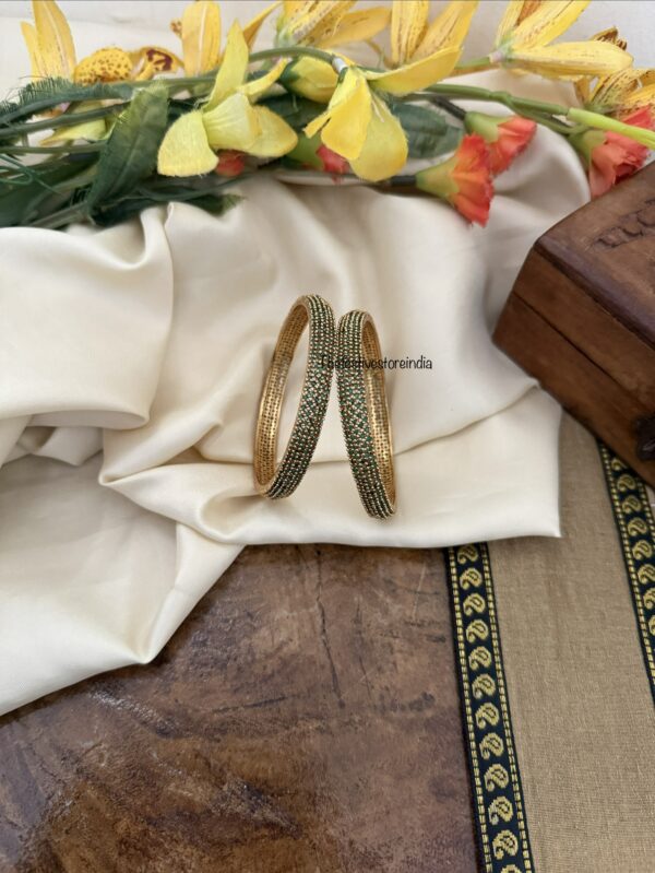 Set of 2 all green stones bangles