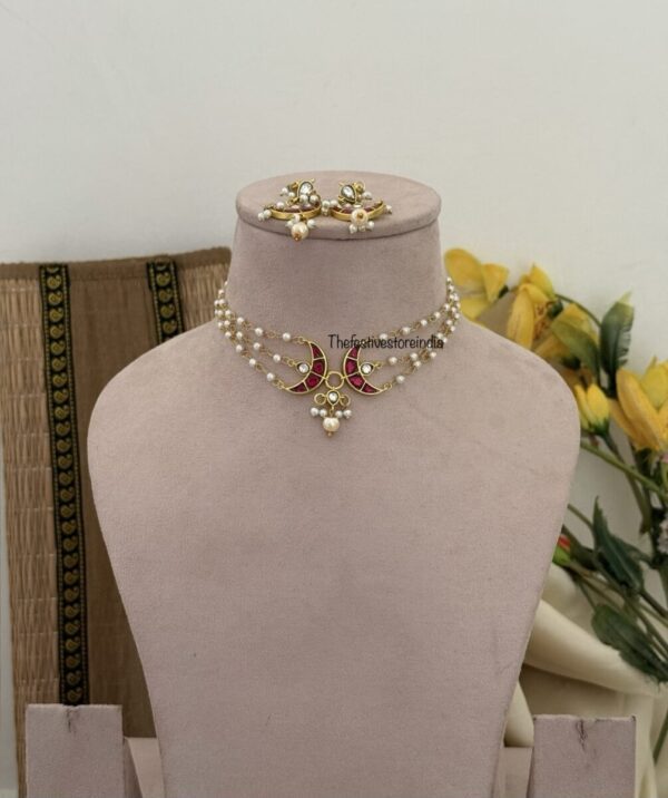Jadau Chand/Moon pearl choker set | Classic