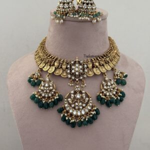 Bridal lakshmi kaasu white jadau stones necklace set | Wedding | Bridal