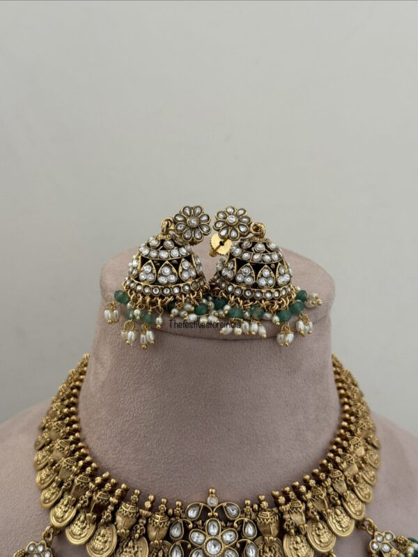 Bridal lakshmi kaasu white jadau stones necklace set | Wedding | Bridal