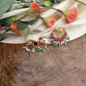 Jadau Elephant pendant earrings set | Ambaari