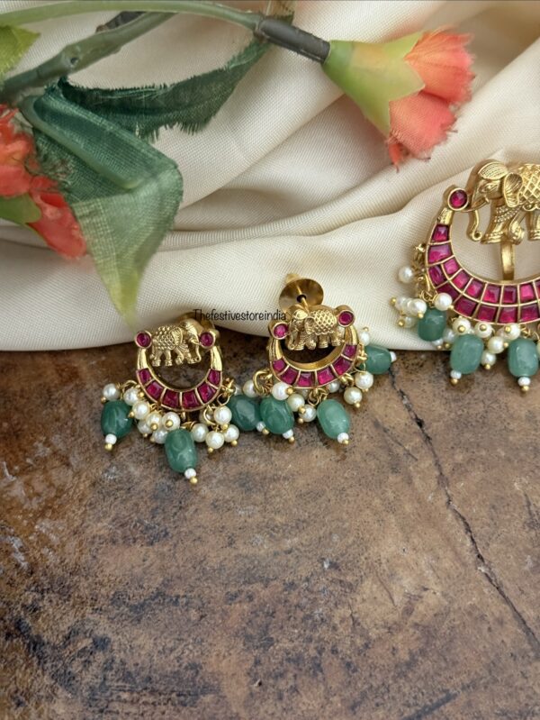 Jadau Elephant pendant earrings set | Ambaari