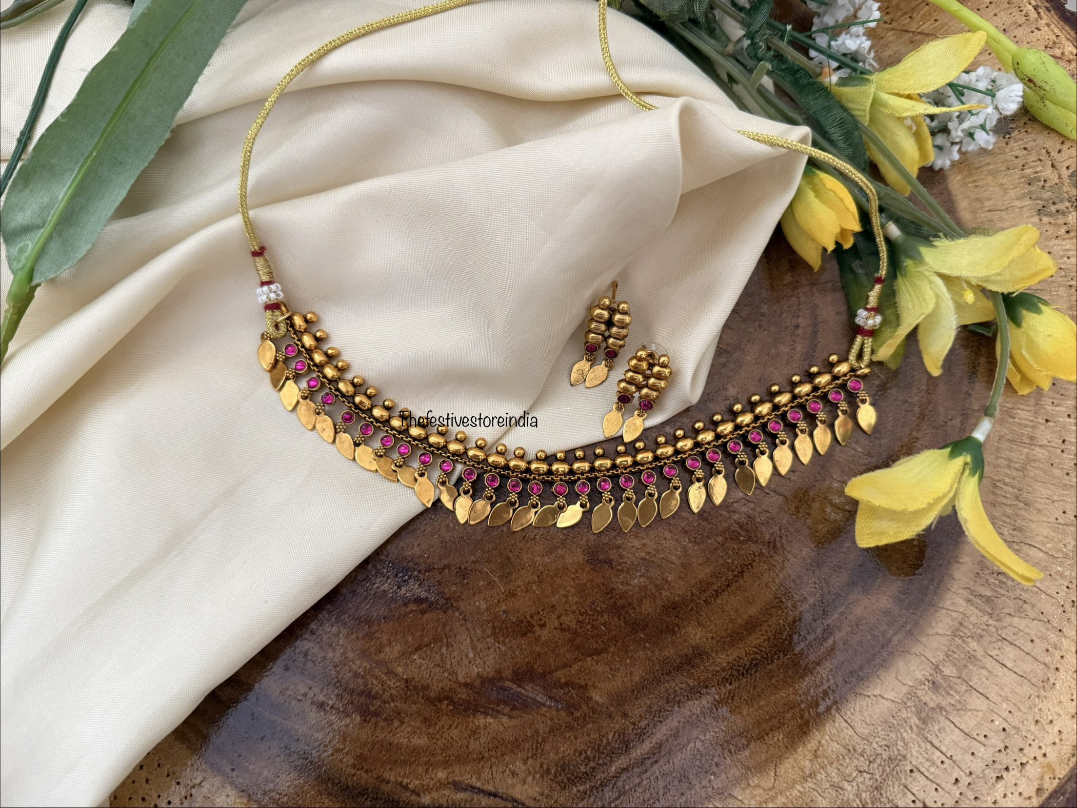 Simple single line red stone Elakkathali set | Kerala style | Traditional