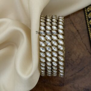 Set of 4 all white kundan bangles | Wedding 1