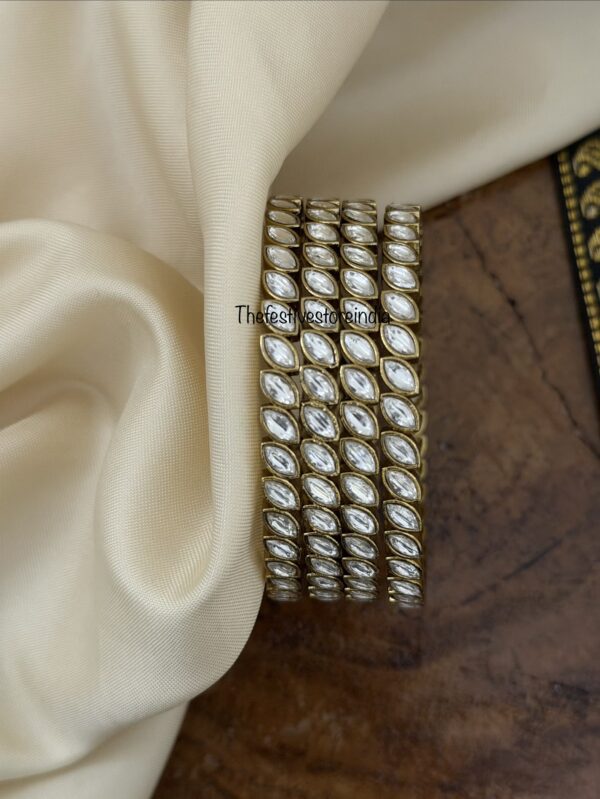 Set of 4 all white kundan bangles | Wedding