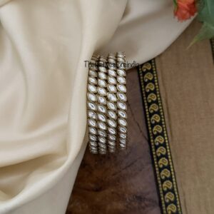Set of 4 all white kundan bangles | Wedding