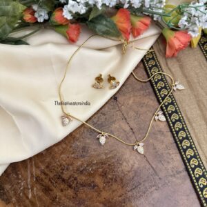 38cms Leafy Pink white droplets set