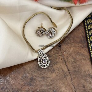 Victorian Pink pendant simple necklace set | Kids friendly