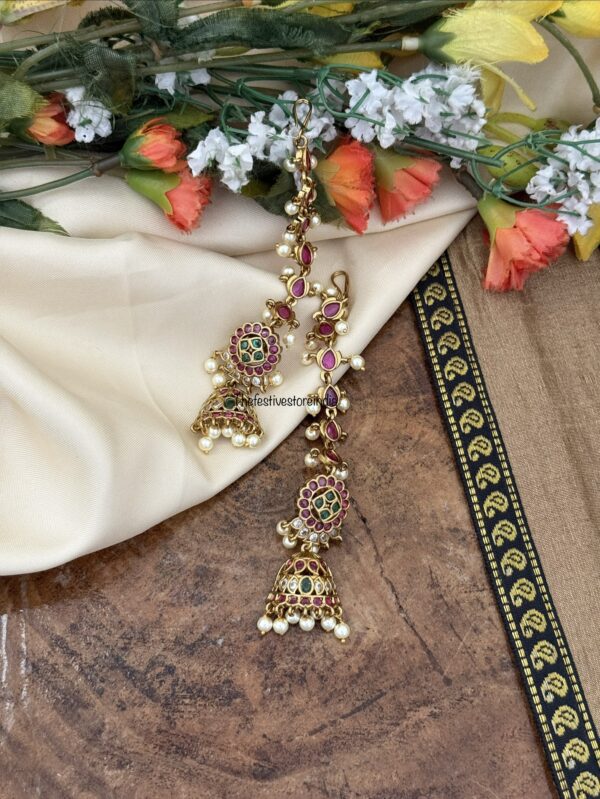 Bottu Kemp jhumka with straight maati | Bridal | Bridesmaid