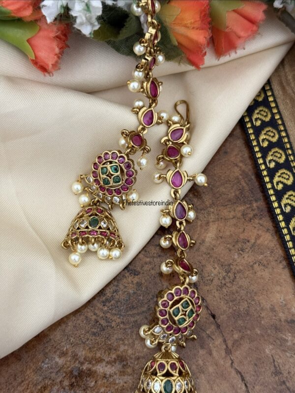 Bottu Kemp jhumka with straight maati | Bridal | Bridesmaid