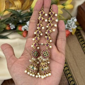 Bottu Kemp jhumka with straight maati | Bridal | Bridesmaid