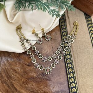 2 layers diamonds necklace set