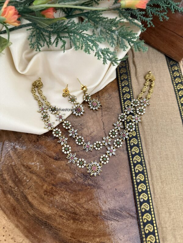 2 layers diamonds necklace set