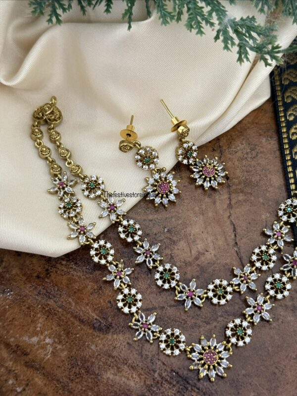 2 layers diamonds necklace set