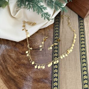 Dainty elakkathali drops gold look chain set