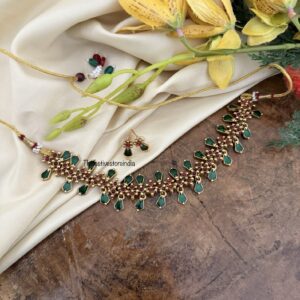 Unique hanging palakka choker necklace set