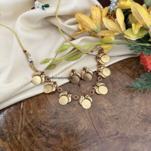 Designer gold look Kaasu necklace set