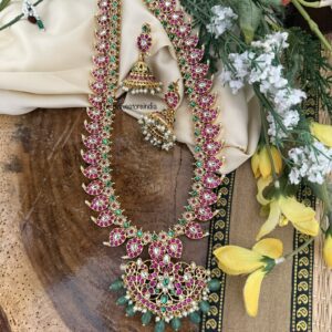 Classic Rubyrose stone mango haaram set | Bridal