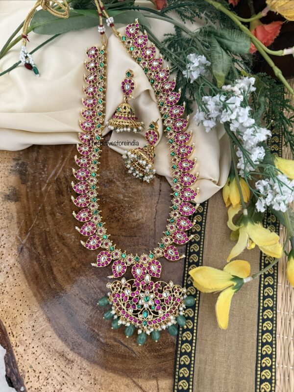 Classic Rubyrose stone mango haaram set | Bridal