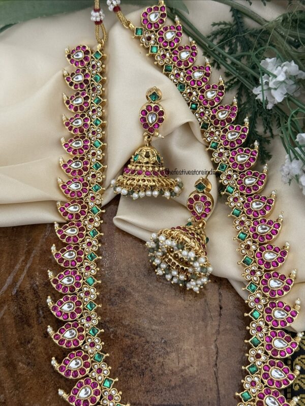 Classic Rubyrose stone mango haaram set | Bridal