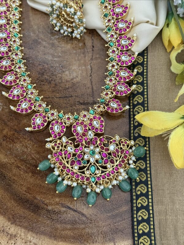 Classic Rubyrose stone mango haaram set | Bridal