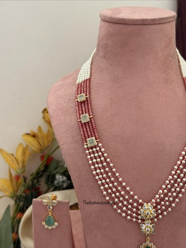 Pink and Mint designer haaram set | Wedding