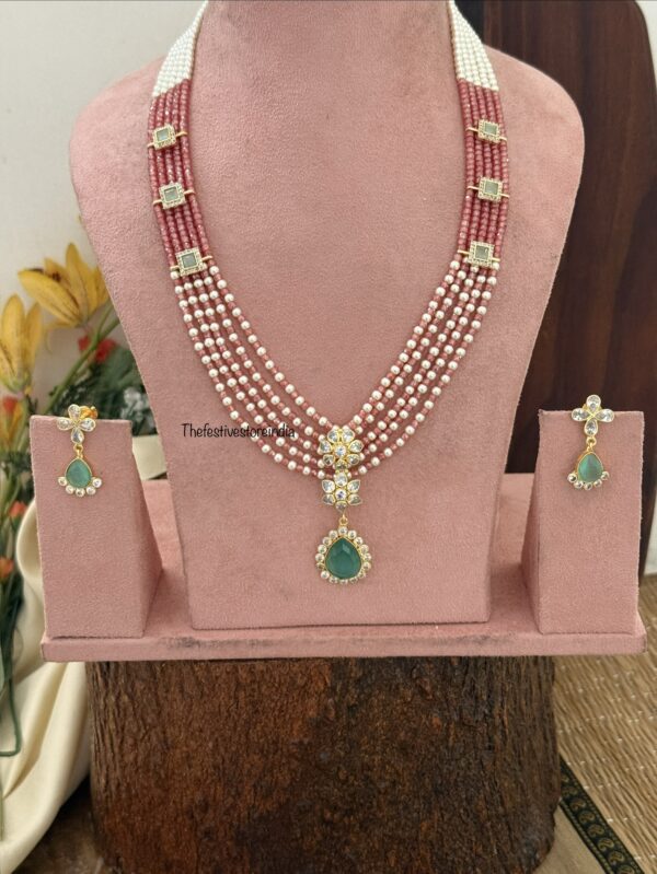 Pink and Mint designer haaram set | Wedding