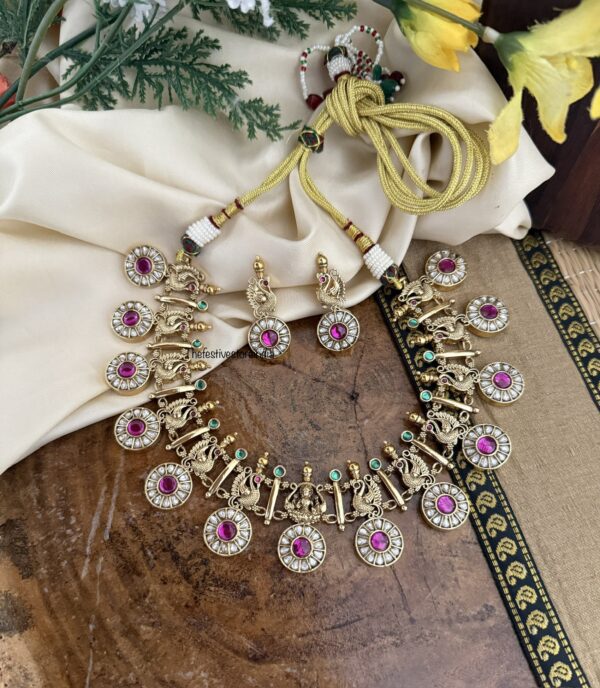 Jadau stone lakshmi ambaari BOTTU necklace set | Wedding | South indian