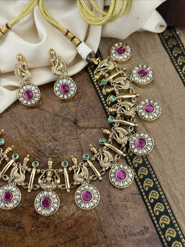 Jadau stone lakshmi ambaari BOTTU necklace set | Wedding | South indian