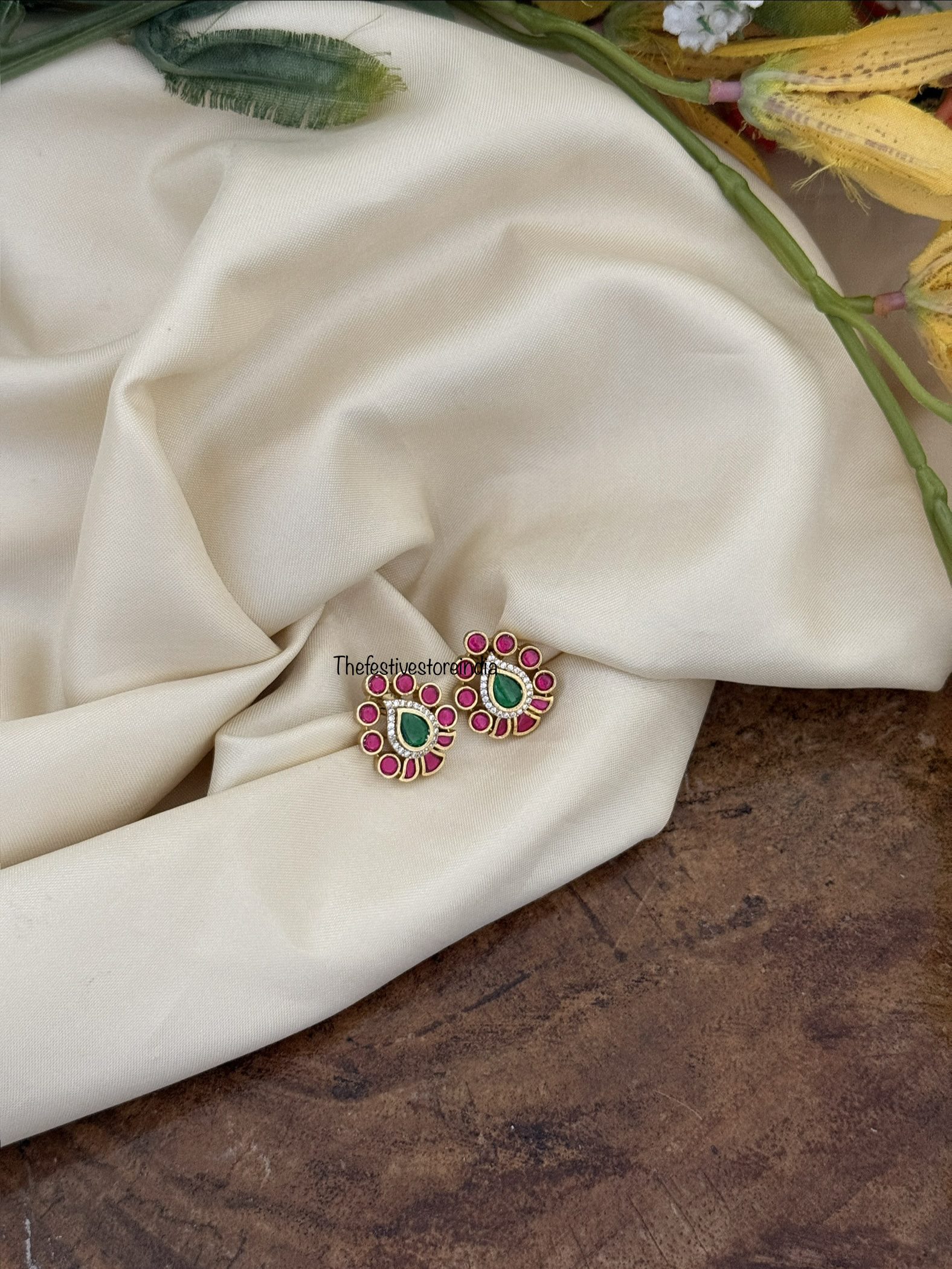 Classic Jadau stones studs | Bridal | Bridesmaid | Guest look