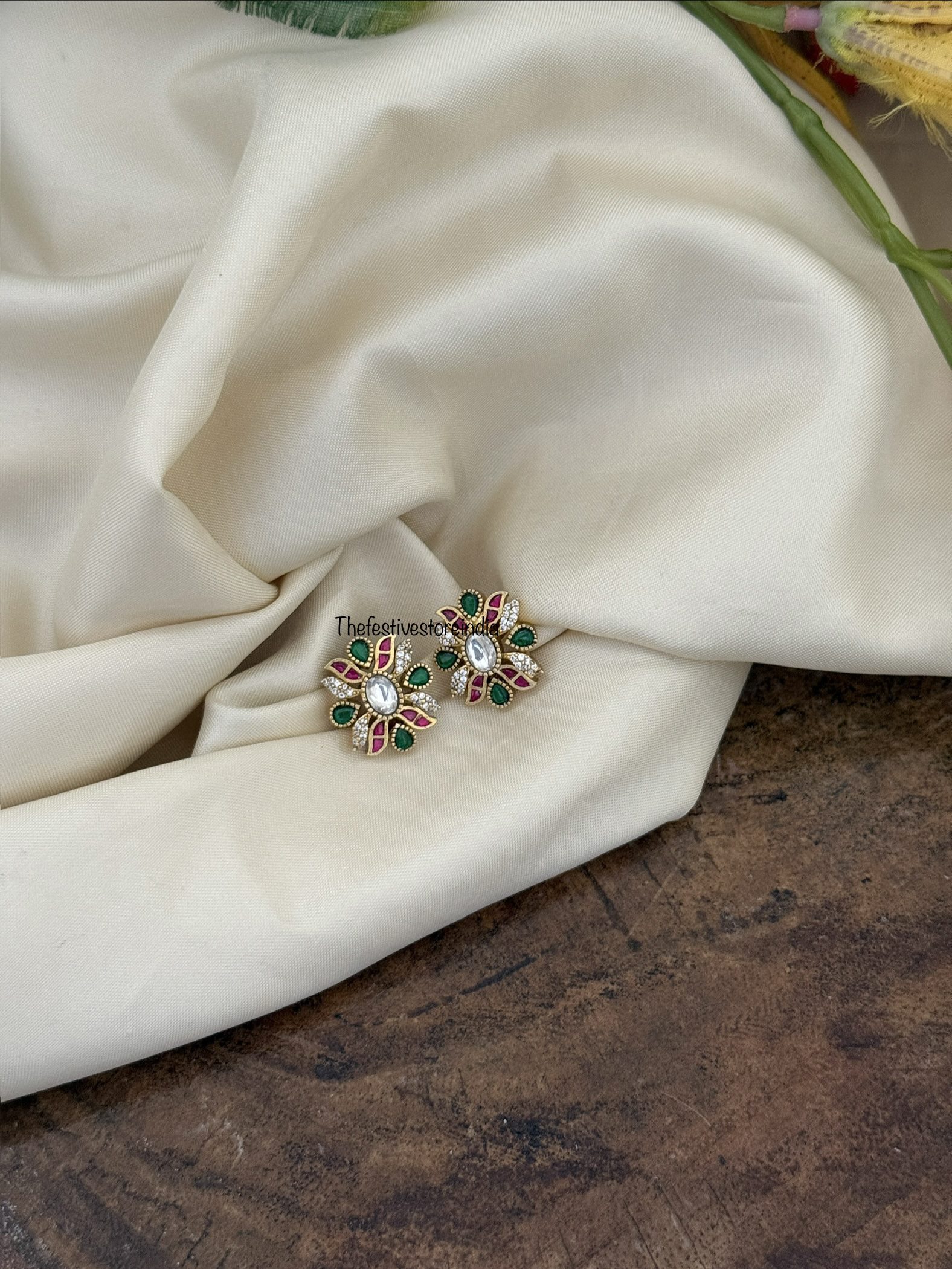 Jadau & AD stones studs | Bridal | Bridesmaid | Guest look