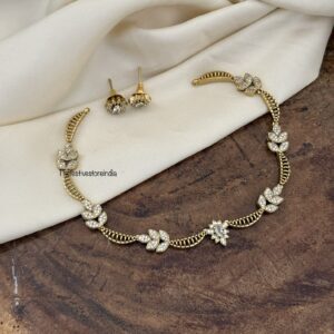 Floral designer all white AD necklace set