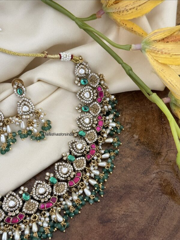 Victorian rice pearls non idol necklace set | Bridal | Wedding