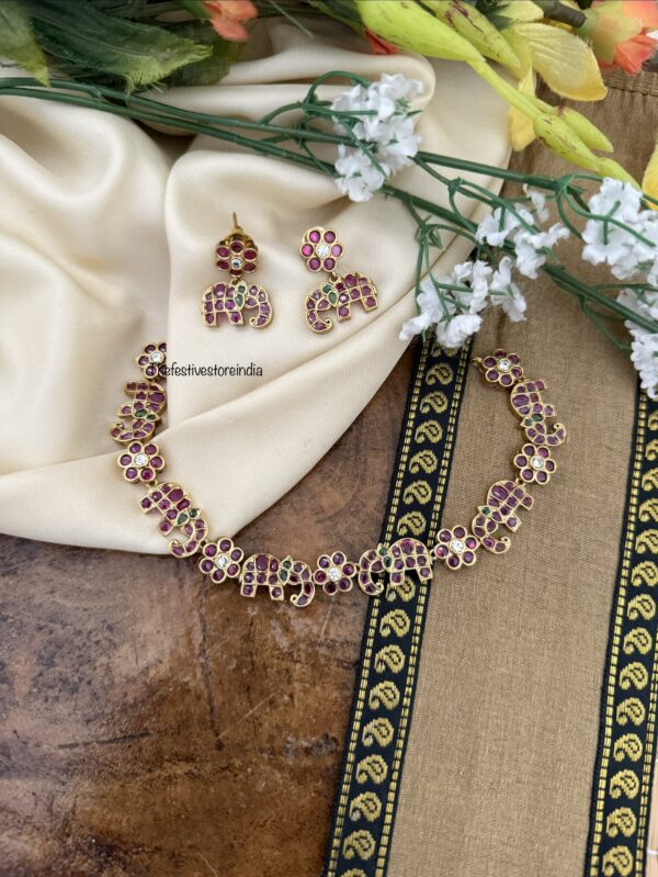 All kemp Ambaari/Elephant necklace set | Kids friendly