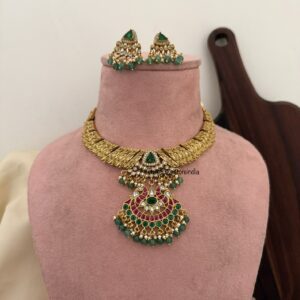 Attigai style Jadau necklace set