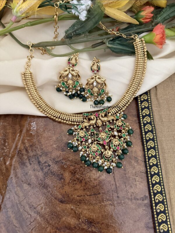 Navilu green drops pendant necklace set