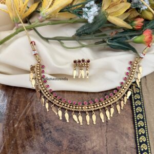 Elakkathali red stones necklace set | Kerala style