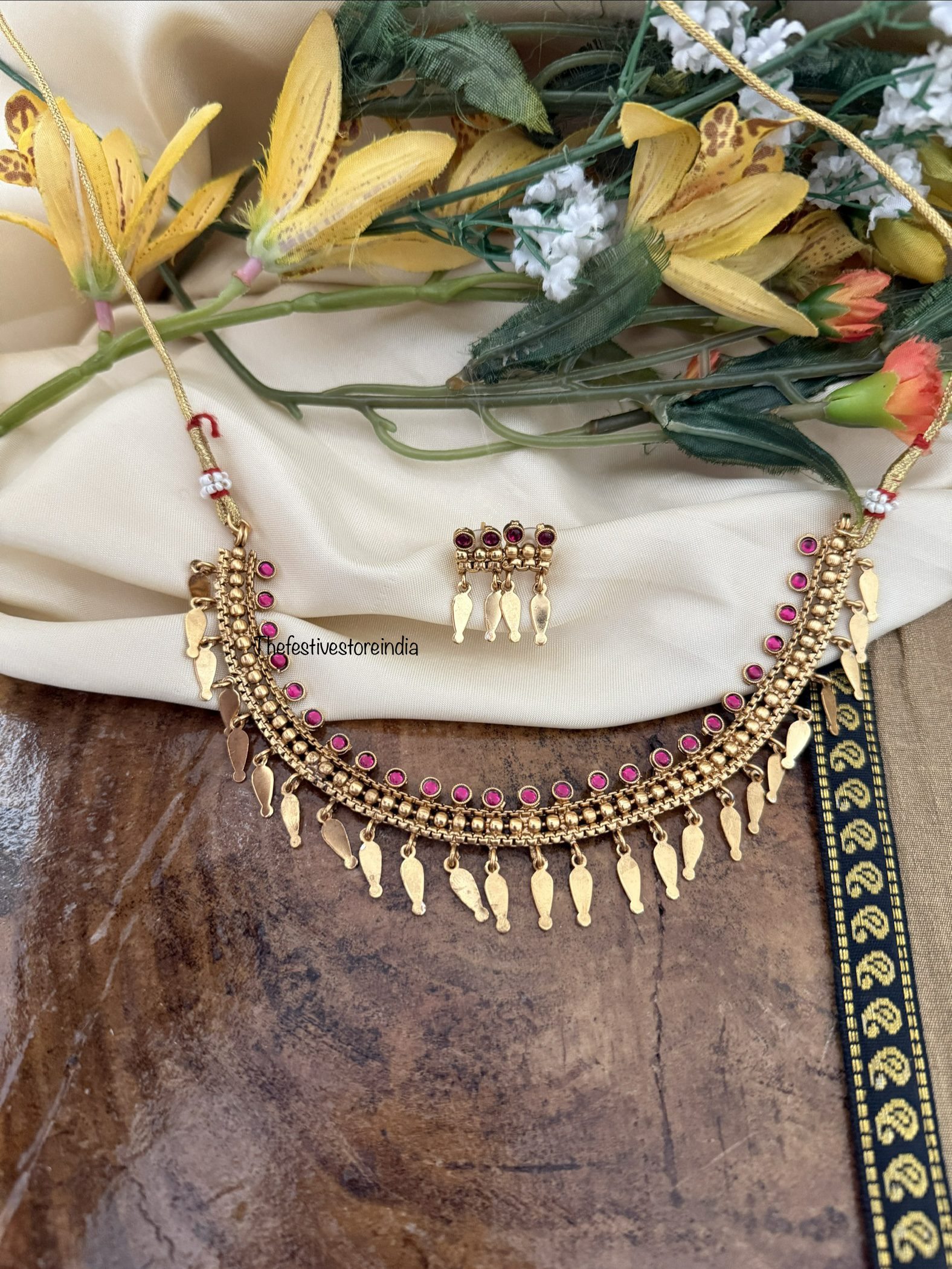 Elakkathali red stones necklace set | Kerala style