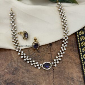 Just Amethyst AD necklace set | Simple